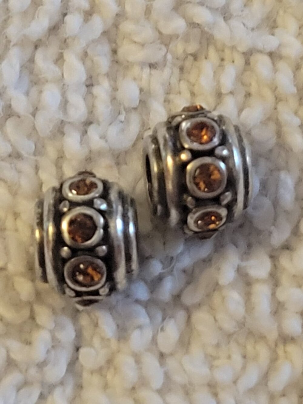 Brighton Lot Of 2 MINI Glam Beads Amber colored crystals New